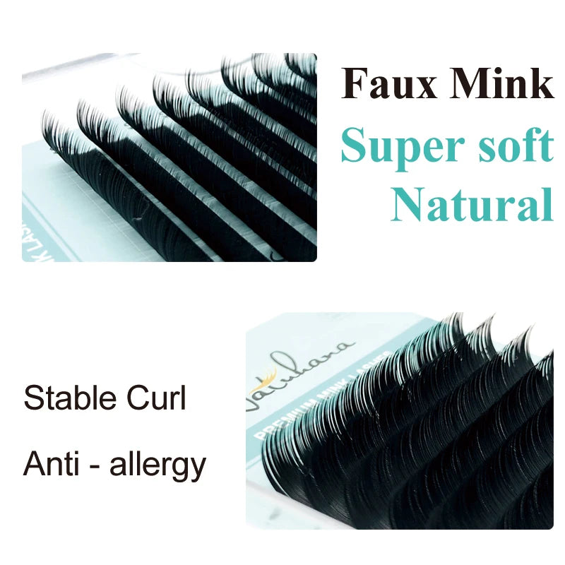 NATUHANA Wholesale 5Cases/Lot Artificial Mink Eyelash Extension Set B C D Curl Silk Eye Lashes Individual False Mink Eye Lashes