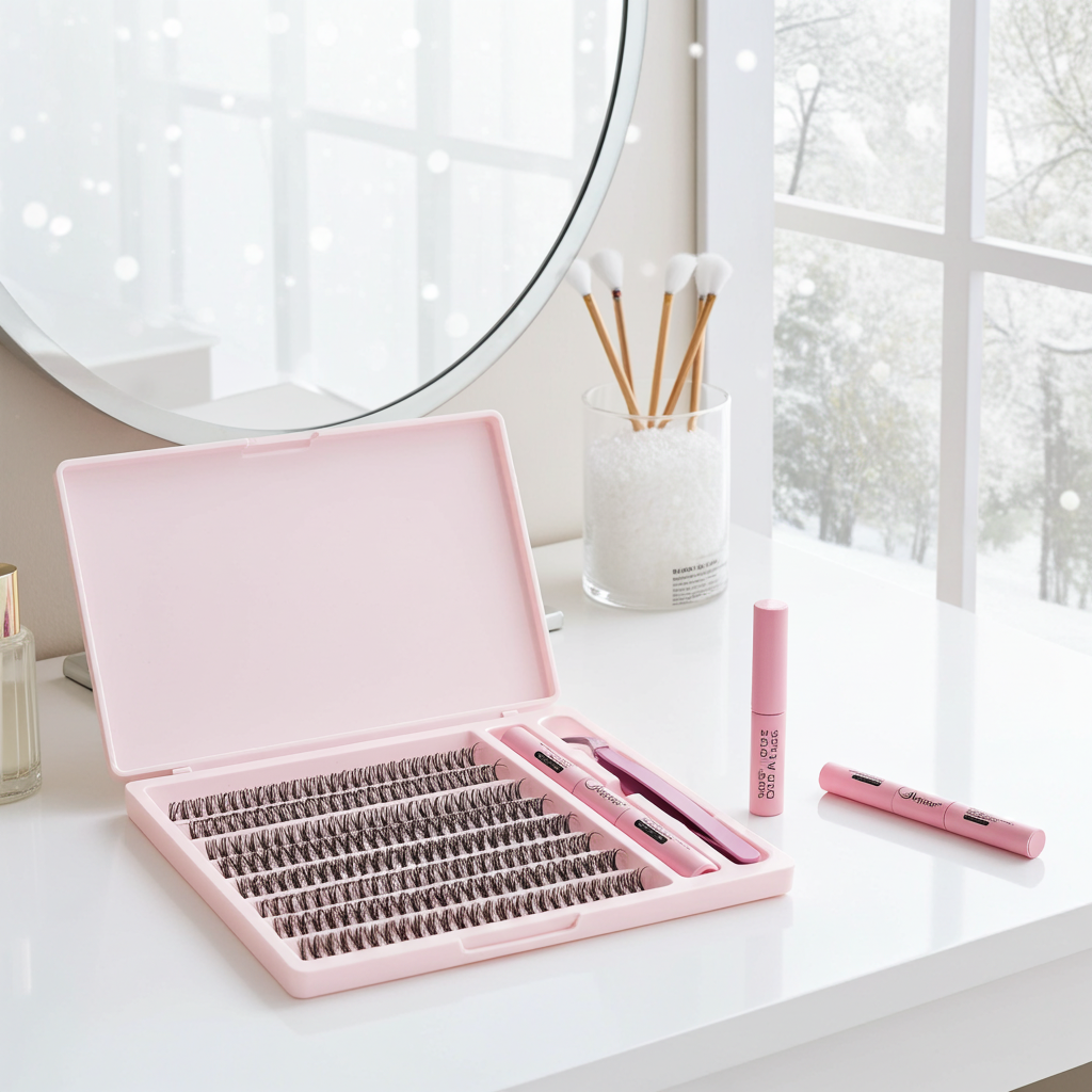 DIY Lashes Extension Kit Eyelashes 200 PCS Clusters Lash Bond and Seal Makeup Tools for Gluing Lashes Gluing Glue Accessories