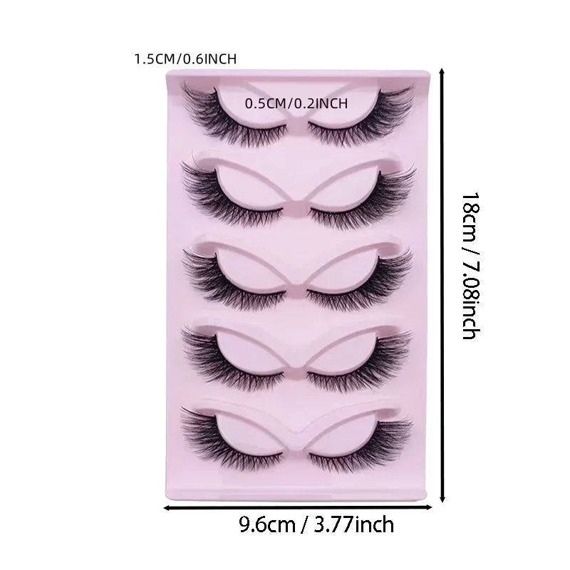 5 Pairs Cat Eye Lashes Wispy Fake Lashes Fluffy Cat Eye Lashes Extensions False Eyelashes