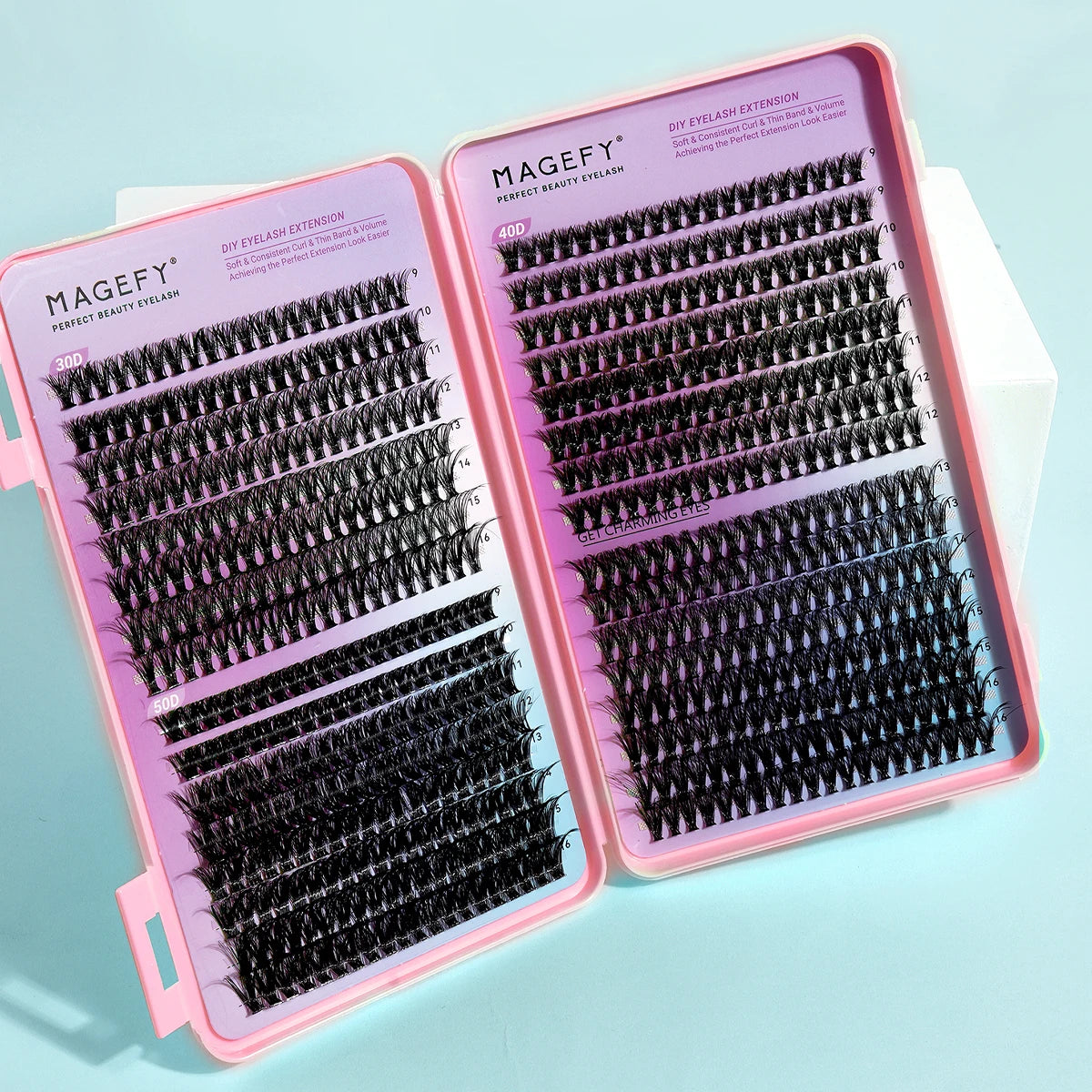 MAGEFY DIY Lashes Extensions Kit 800pcs Lash Clusters 80D/100D Wispy Individual Lashes Mix 9-18mm Cluster Eyelash Extension