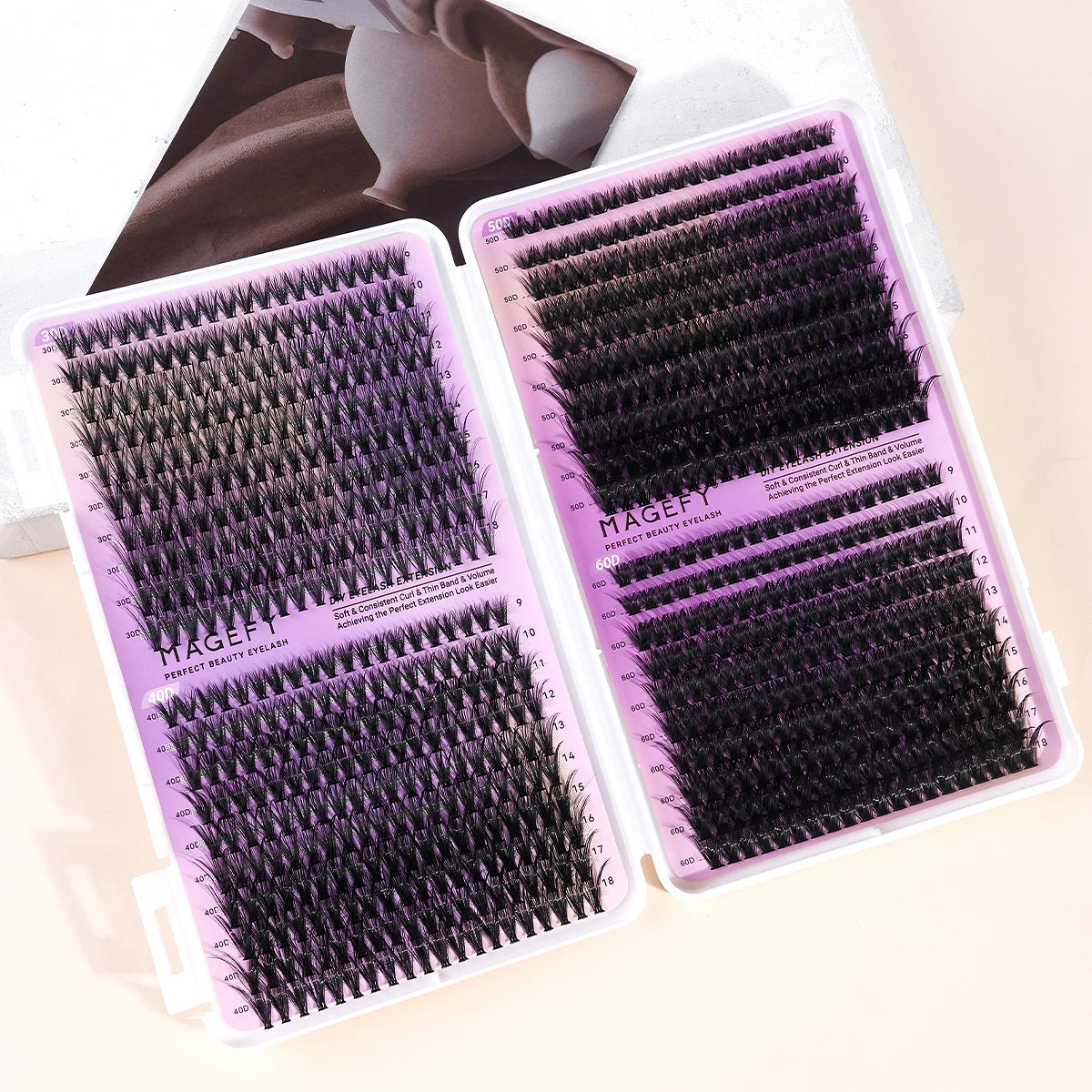 MAGEFY DIY Lashes Extensions Kit 800pcs Lash Clusters 80D/100D Wispy Individual Lashes Mix 9-18mm Cluster Eyelash Extension