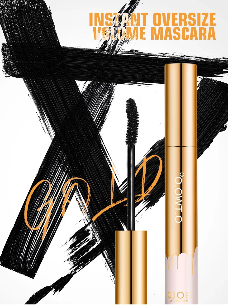 3D Mascara Lengthening Black Lash Eyelash Extension Eye Lashes Brush Beauty Makeup Long-wearing Gold Color Mascara
