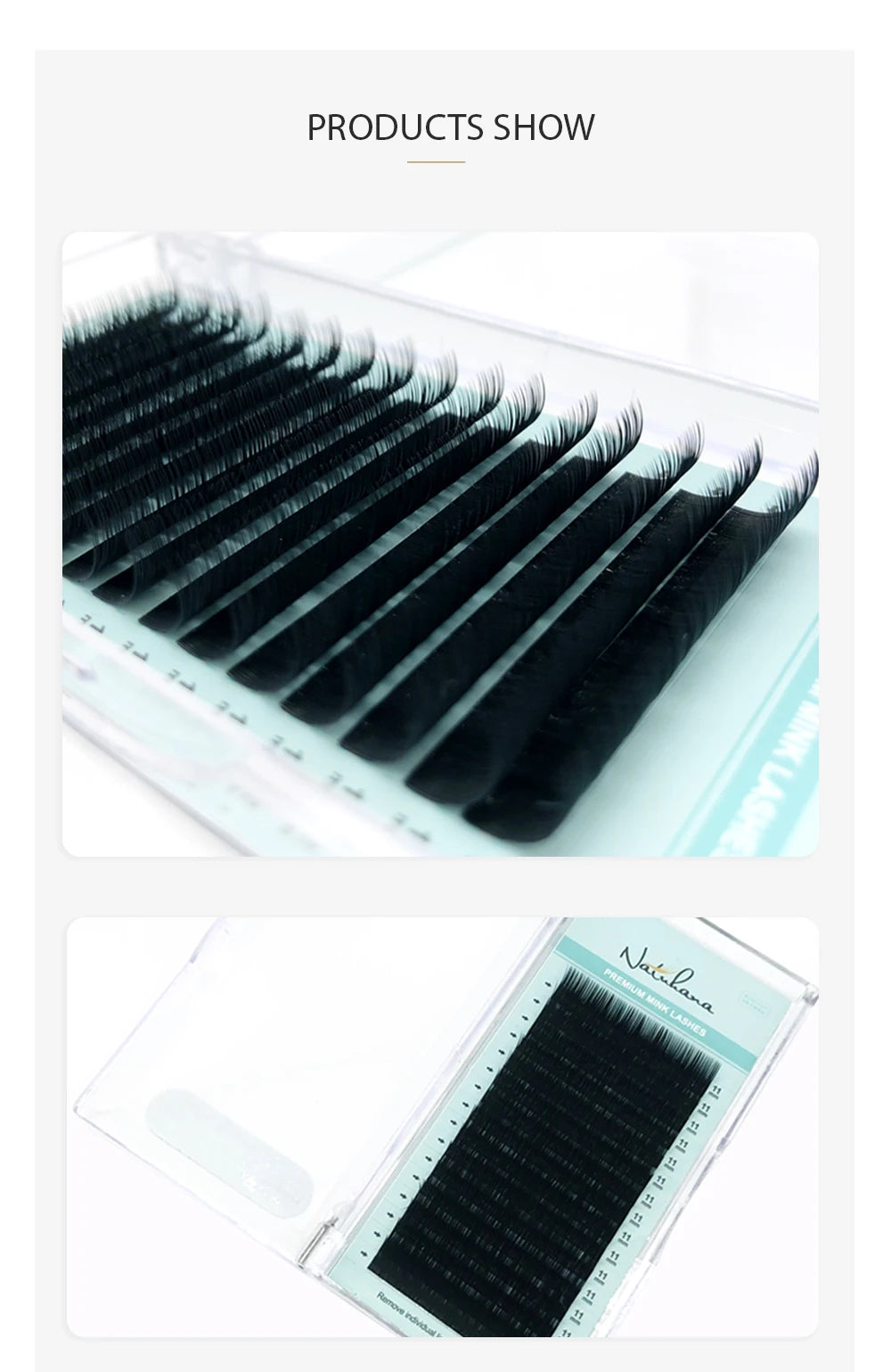 NATUHANA Wholesale 5Cases/Lot Artificial Mink Eyelash Extension Set B C D  Curl Silk Eye Lashes Individual False Mink Eye Lashes