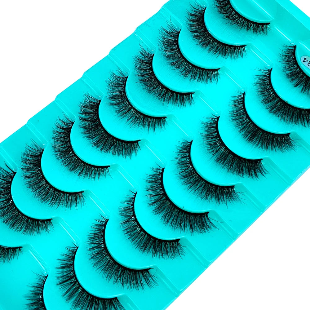 HBZGTLAD Natural Long Cosplay Makeup Cross Full Strip 3D mink False Eyelashes Black Eye Lashes and Cat Eye Lashes 10 pairs