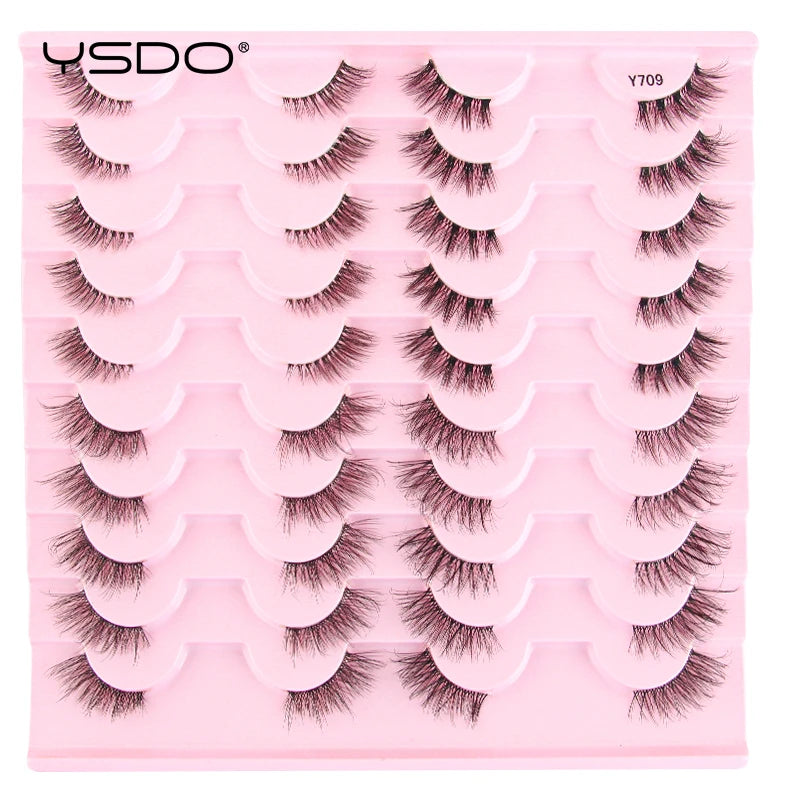 YSDO Half Eye Lashes 3/10/20 Pairs False Eyelashes Natural Faux Mink Lashes Cat Eye Lashes Sets Wing Eyelash Extension Tools