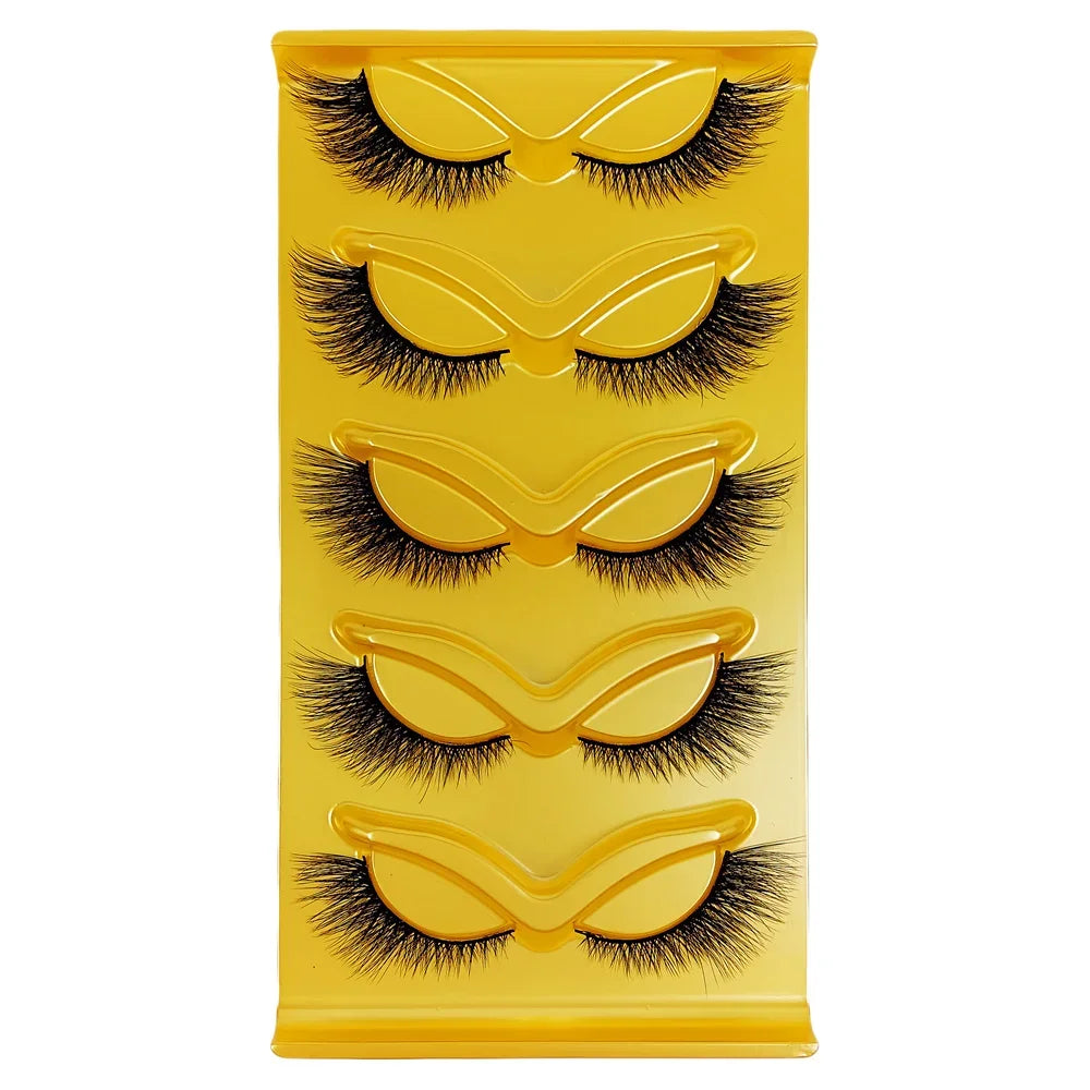 5 Pairs Cat Eye Lashes Wispy Fake Lashes Fluffy Cat Eye Lashes Extensions False Eyelashe