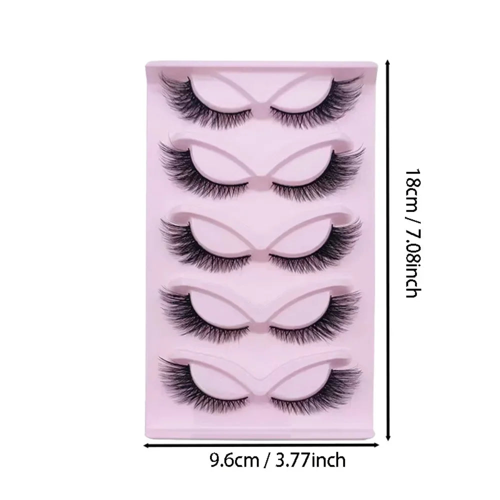 5 Pairs Cat Eye Lashes 24mm Wispy Fake Lashes Fluffy Cat Eye Lashes Extensions False Eyelashes
