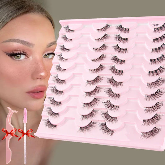 YSDO Half Eye Lashes 3/10/20 Pairs False Eyelashes Natural Faux Mink Lashes Cat Eye Lashes Sets Wing Eyelash Extension Tools