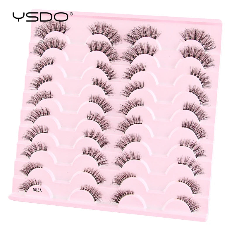 YSDO Half Eye Lashes 3/10/20 Pairs False Eyelashes Natural Faux Mink Lashes Cat Eye Lashes Sets Wing Eyelash Extension Tools