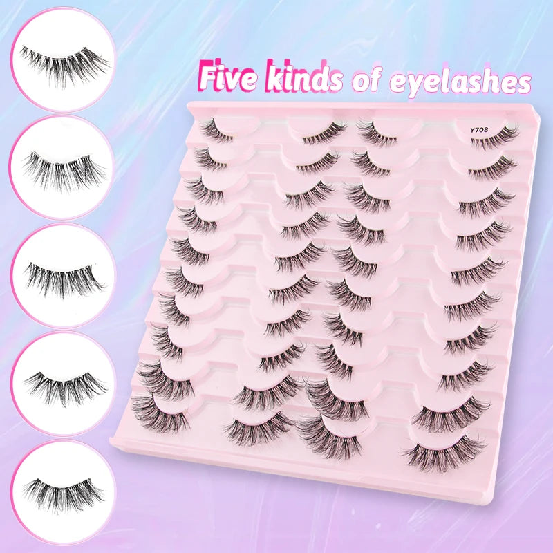 YSDO Half Eye Lashes 3/10/20 Pairs False Eyelashes Natural Faux Mink Lashes Cat Eye Lashes Sets Wing Eyelash Extension Tools