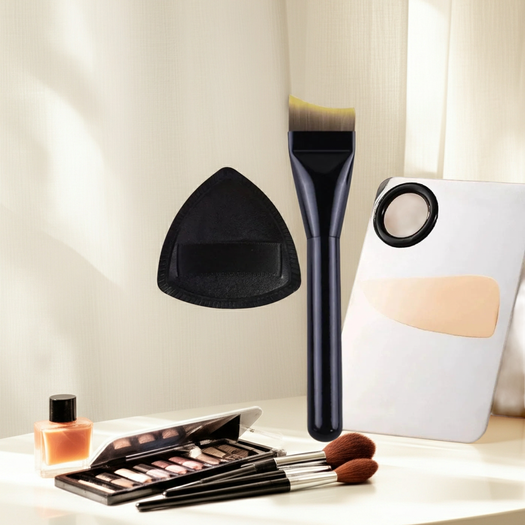 Ultra-thin Foundation Brush Makeup Mixing Palette for Foundation Lipstick Eye Shadow Triangle Cosmetic Puff Make Up Tools Set